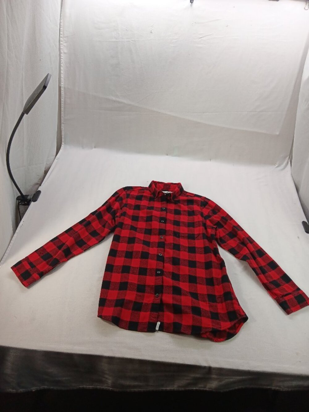 Woolrich Pemberton Flannel Shirt Women's S/P Black White Buffalo Check Button Up